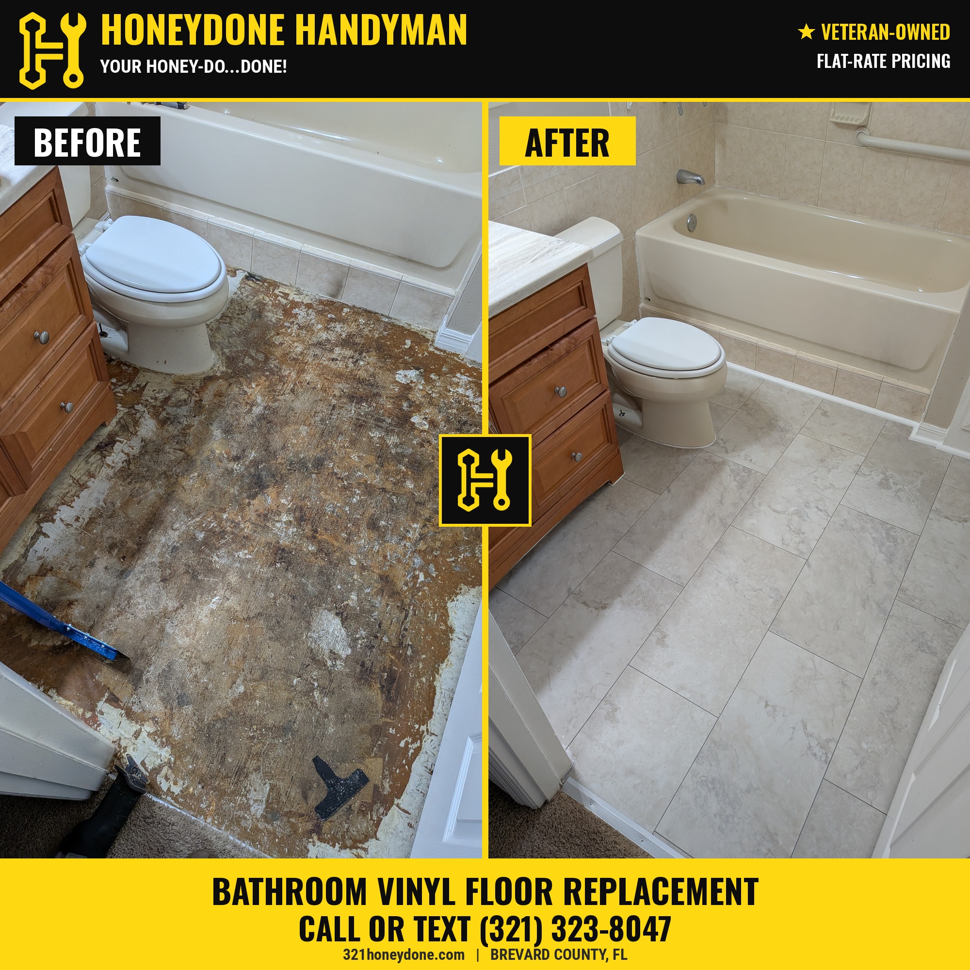 Bathroom floor replacement in Melbourne, FL