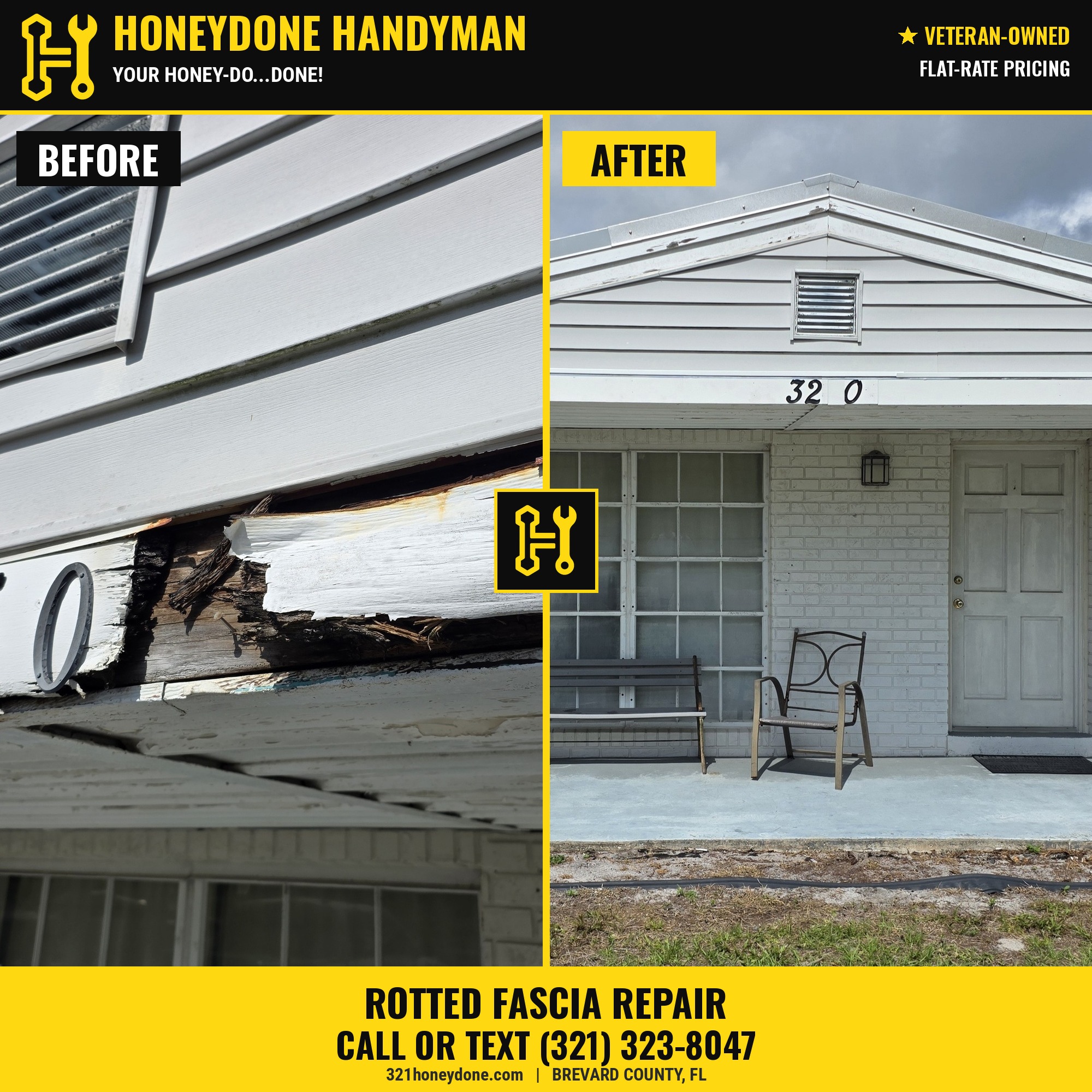 Rotted fascia replaced in Palm Bay, FL