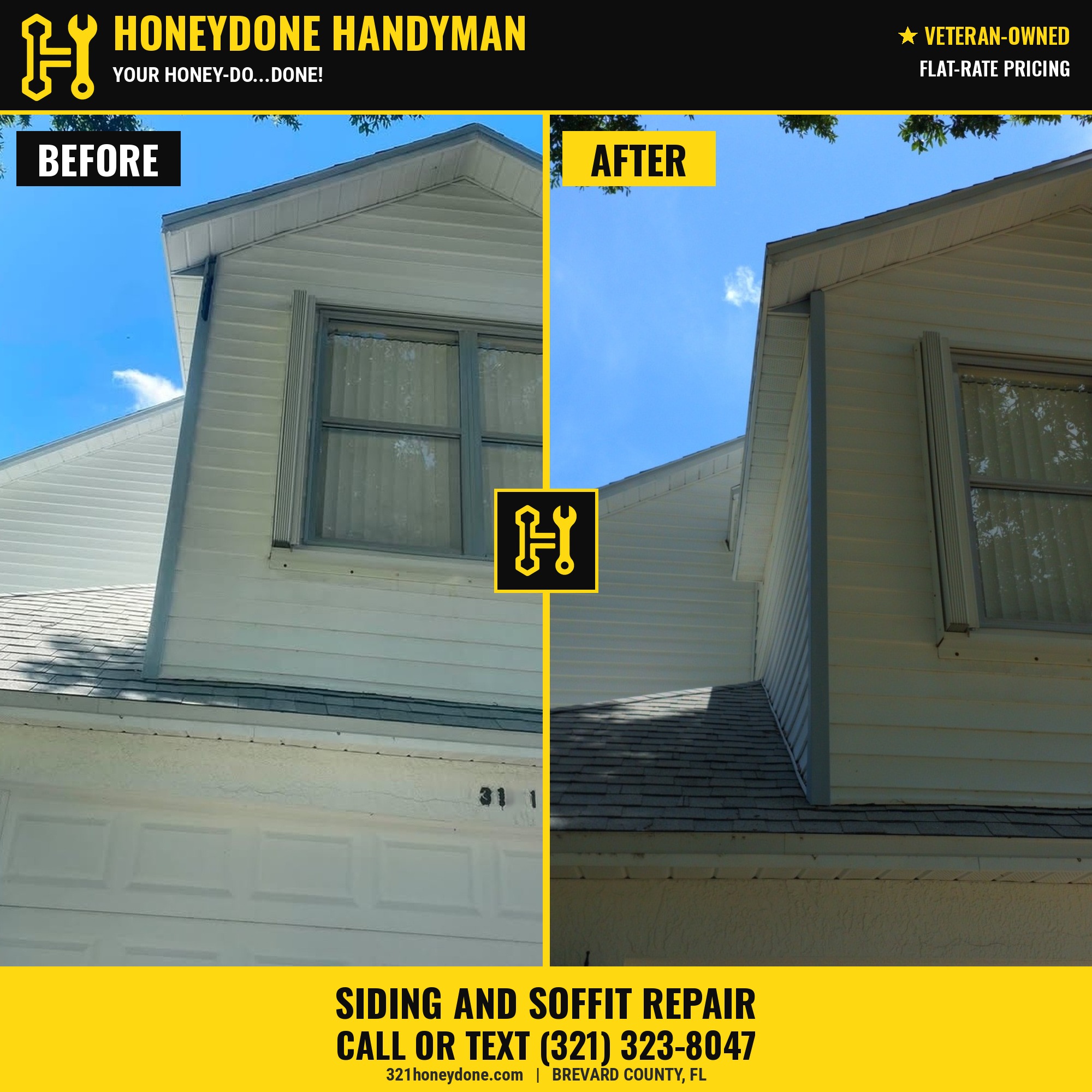 Siding repair before and after